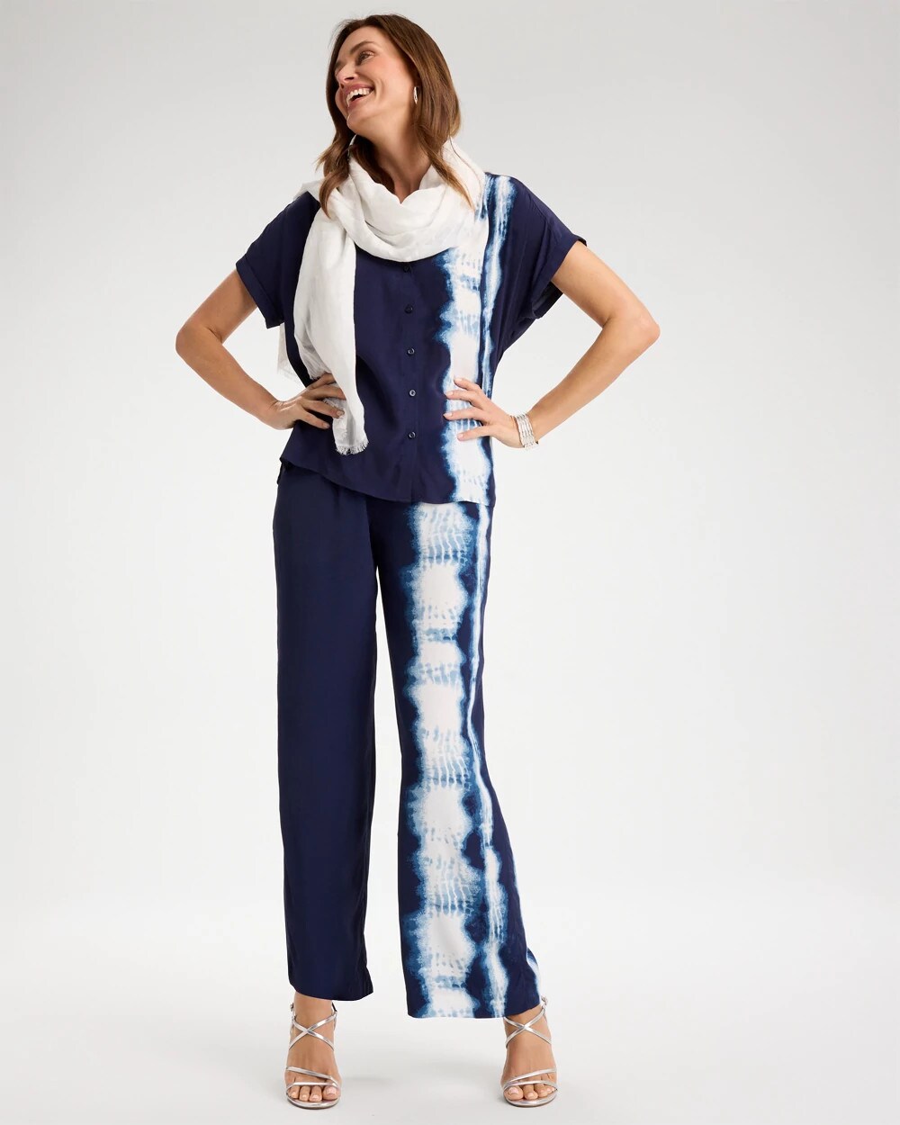 Faux Silk Tie-Dye Palazzo Pants