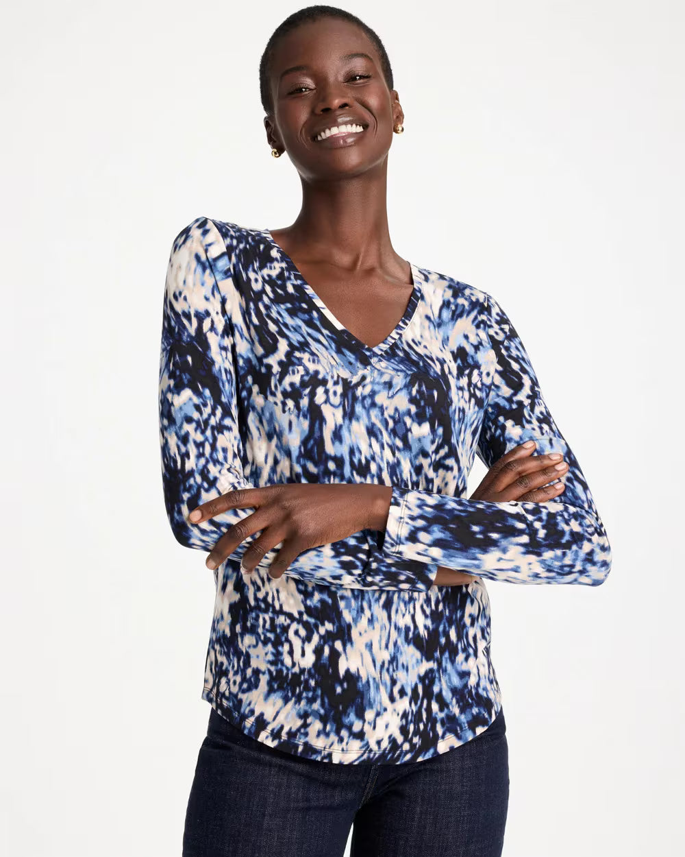 Swirled Touch of Cool V-Neck Layering Tee