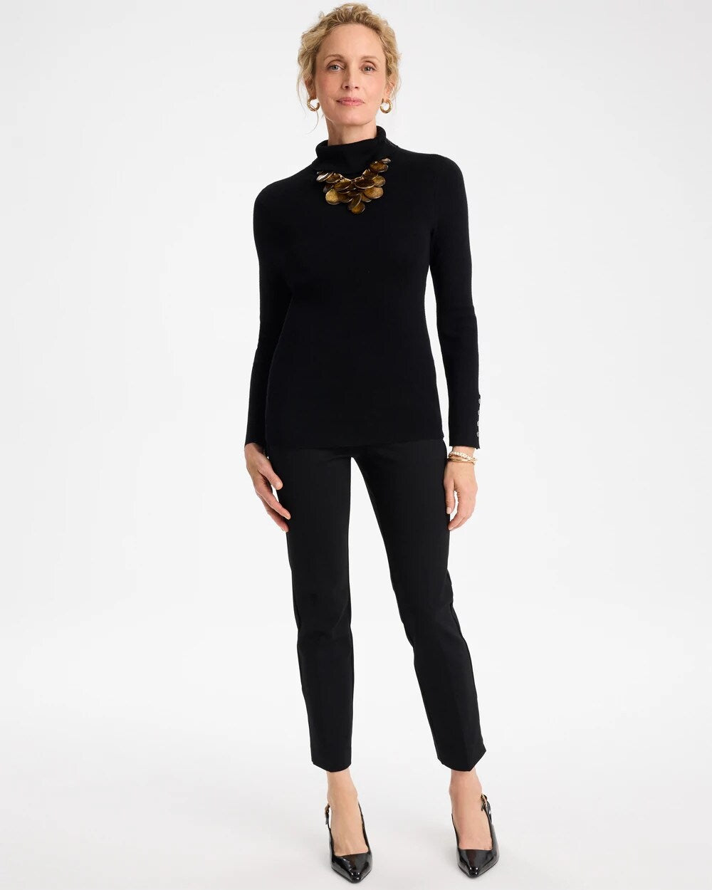 Ella Button Cuff Turtleneck Sweater