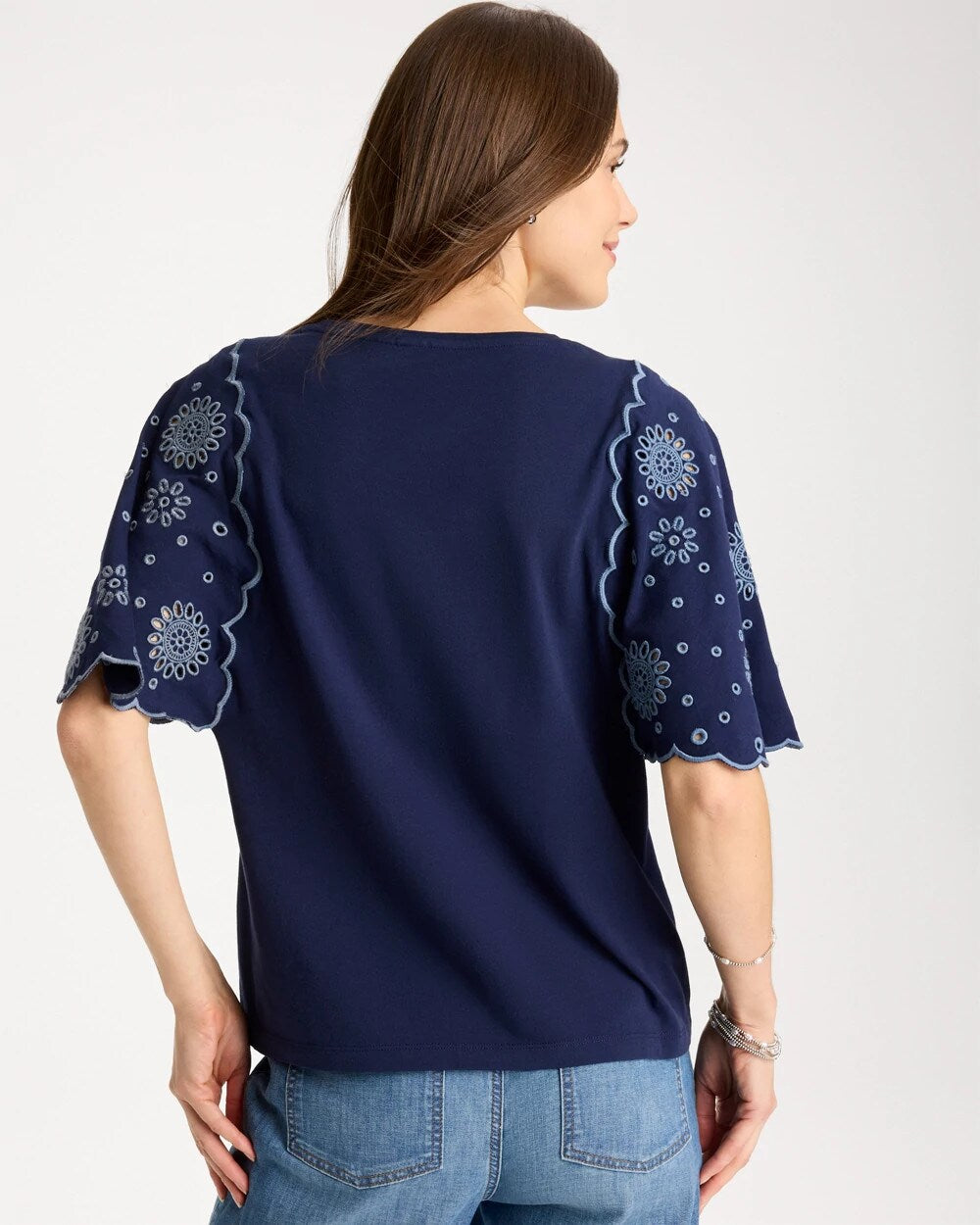 Embroidered Scallop Tee