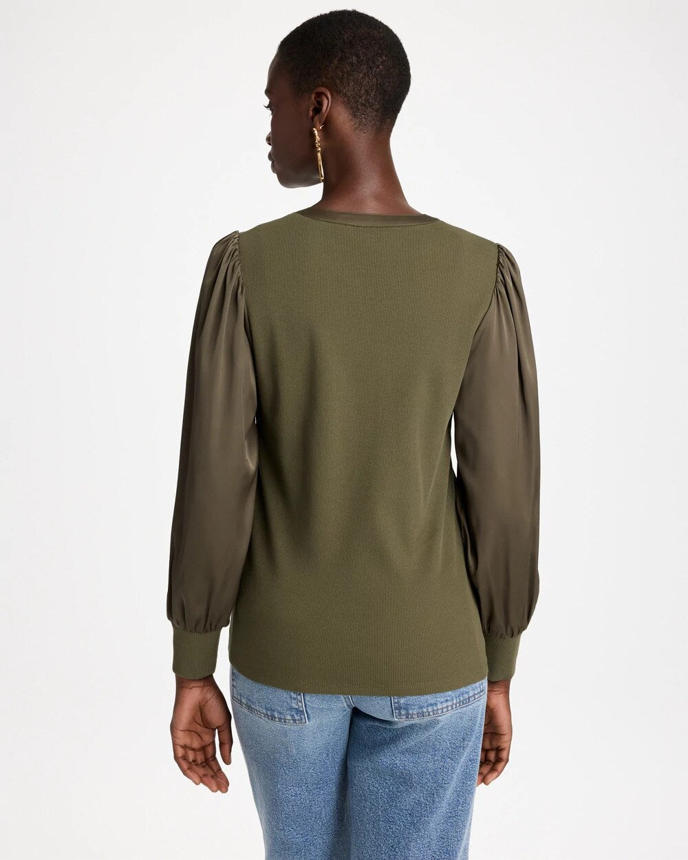 Satin Sleeve Henley Top