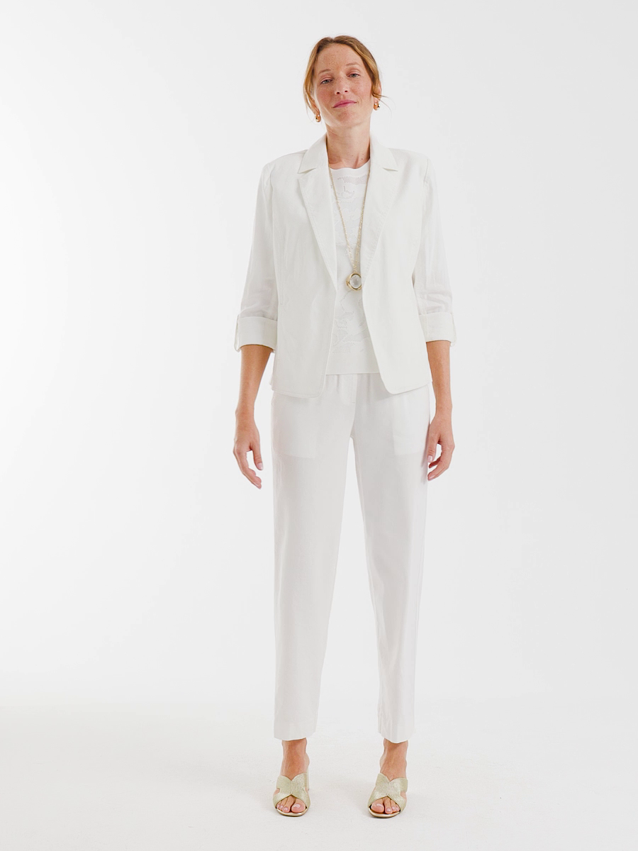 Linen Roll Sleeve Blazer