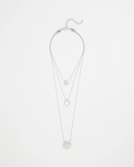 Silver Triple Pendant Necklace