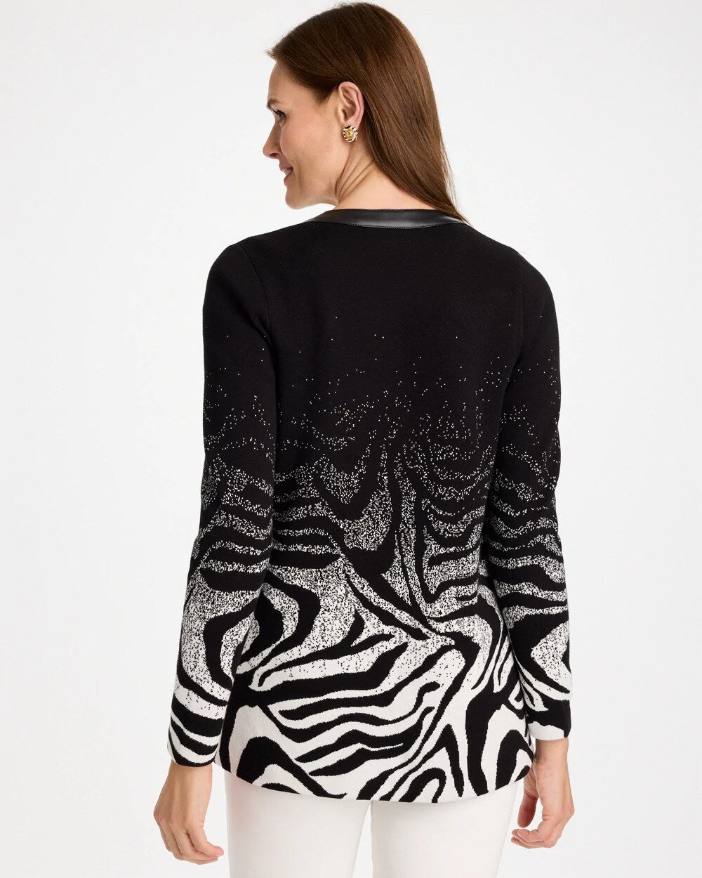 Ombre Animal Faux Leather-Trim Coatigan