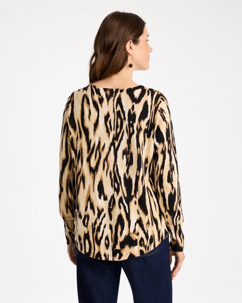 Ella Ikat Print V-Neck Pullover Sweater