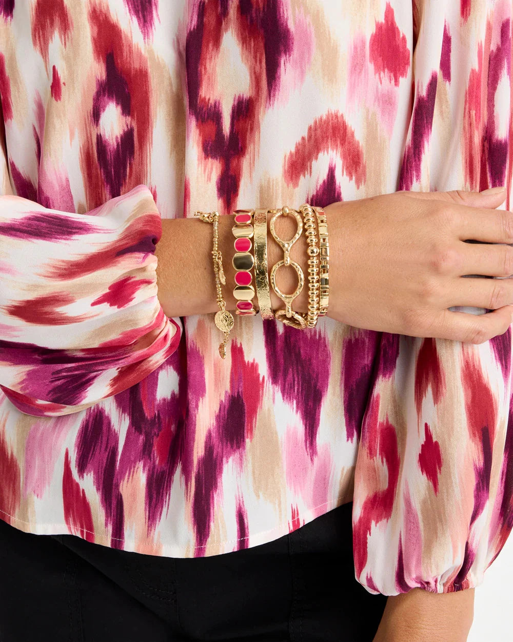 Raspberry Enamel Stretch Bracelet