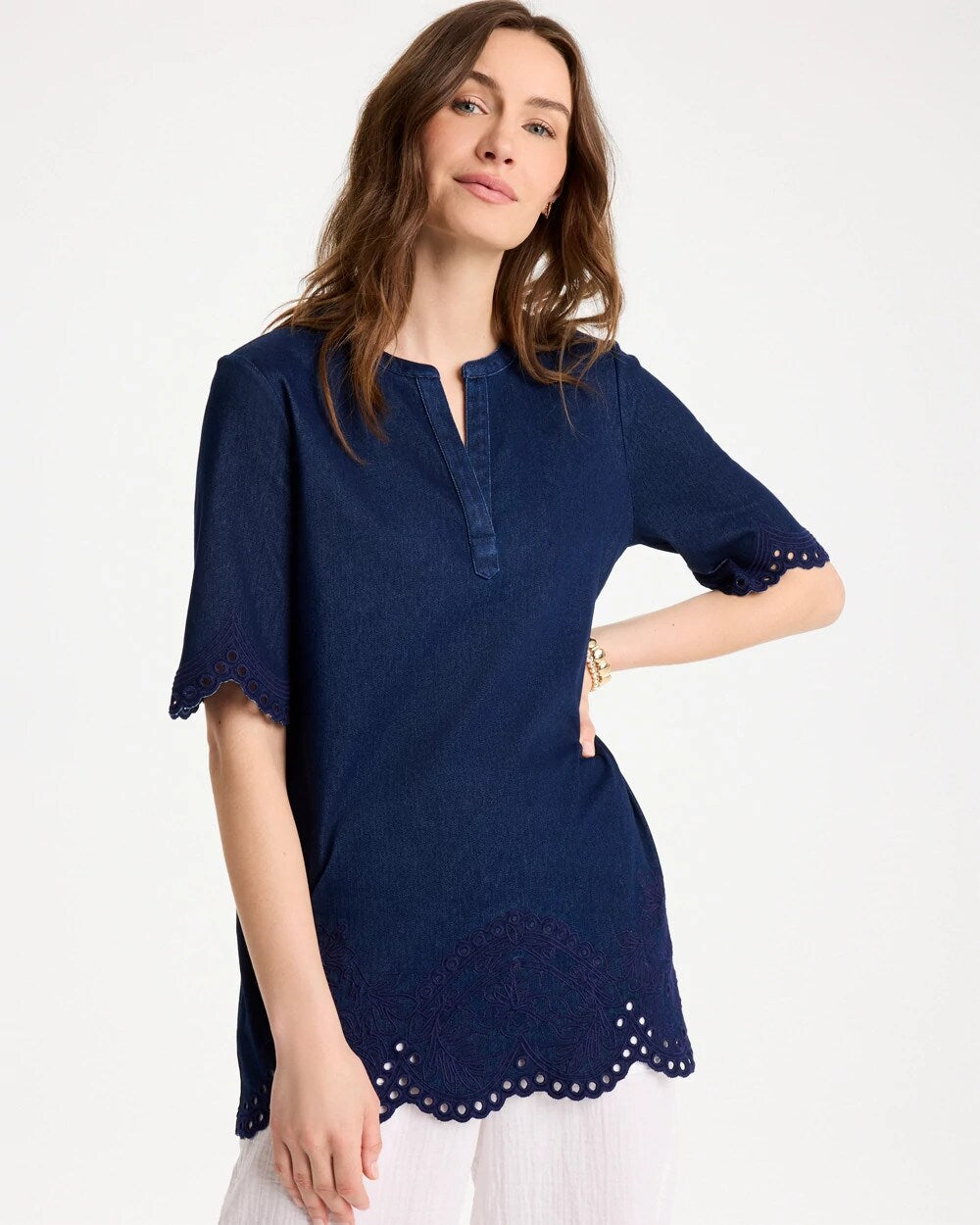 Embroidered Cotton-Blend Tunic