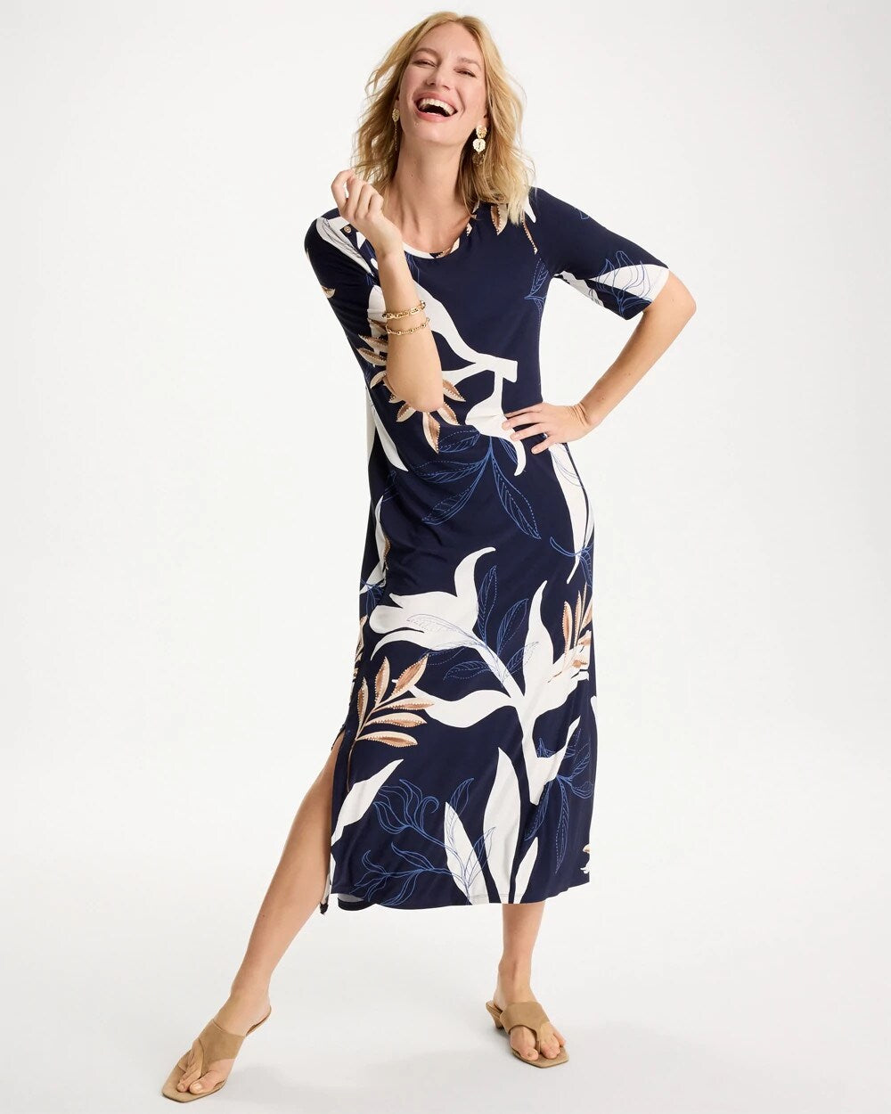 Printed Jersey Knit Column Dress