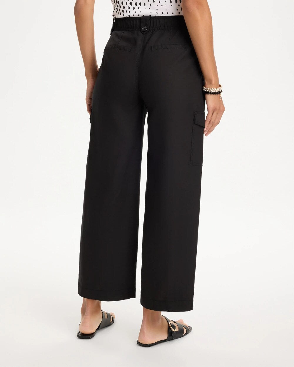 Linen-Blend Utility Wide Crop Pants