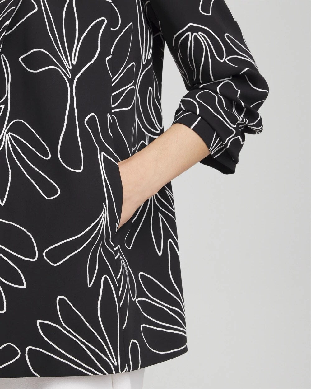 Palms Ruched Sleeve Soft Jacket