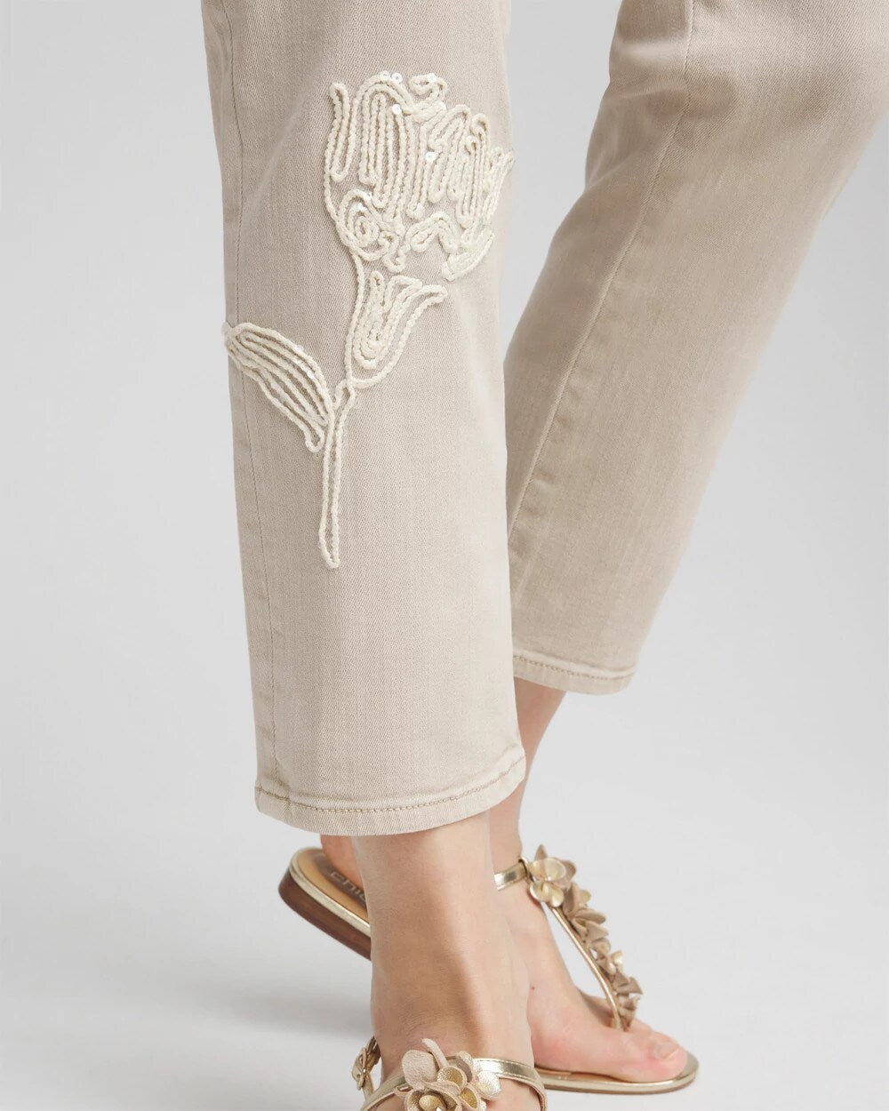 So Slimming Sequin Girlfriend Cropped Jeans