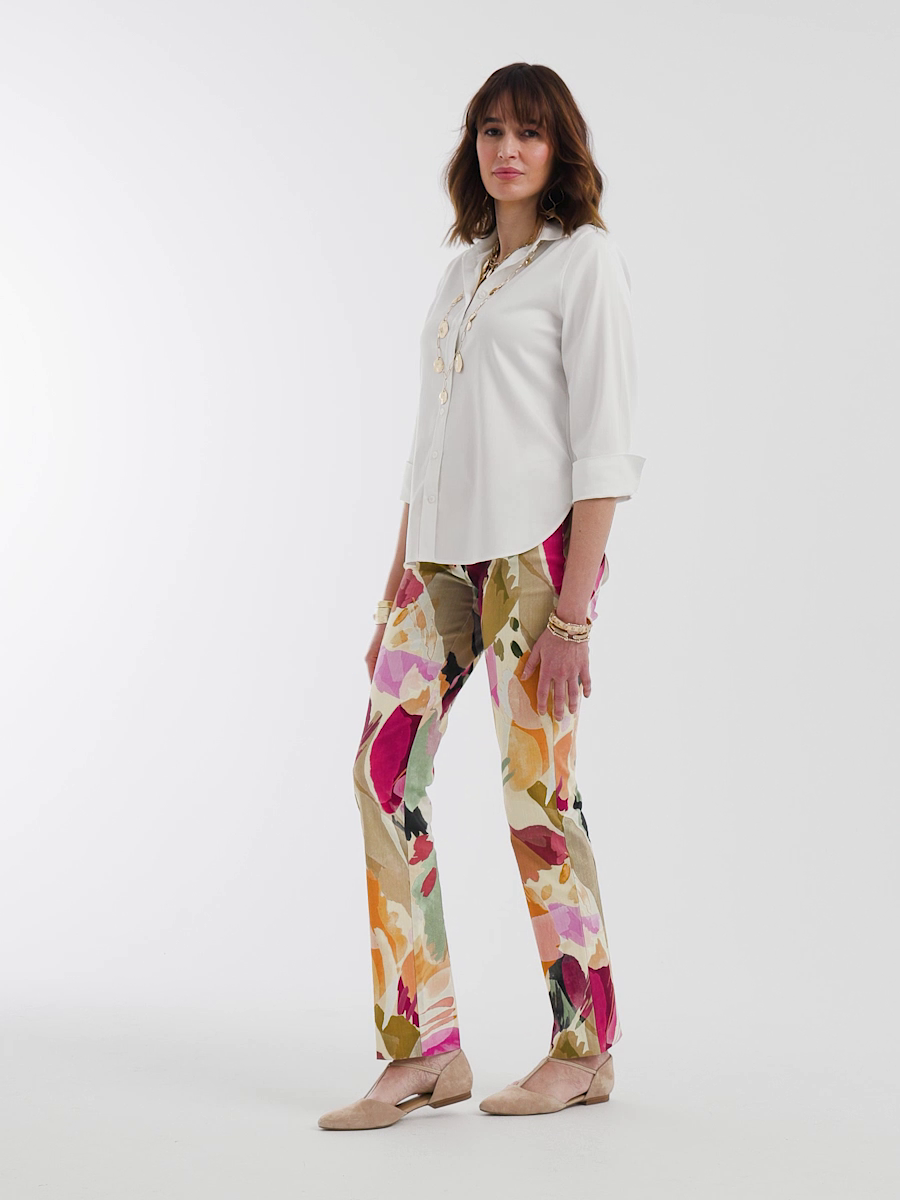 Brigitte Abstract Floral Slub Pants