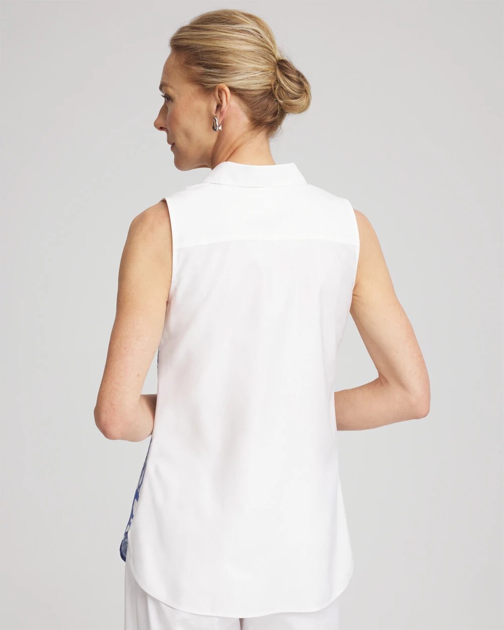 No Iron Palms Sleeveless Sateen Shirt