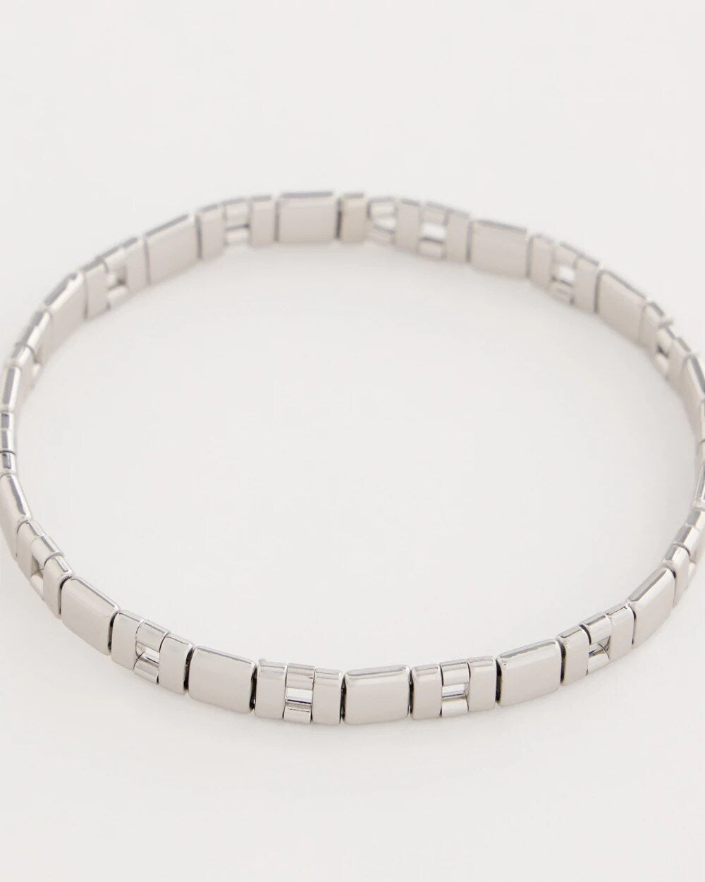 Glam Silvertone Slice Stretch Bracelet