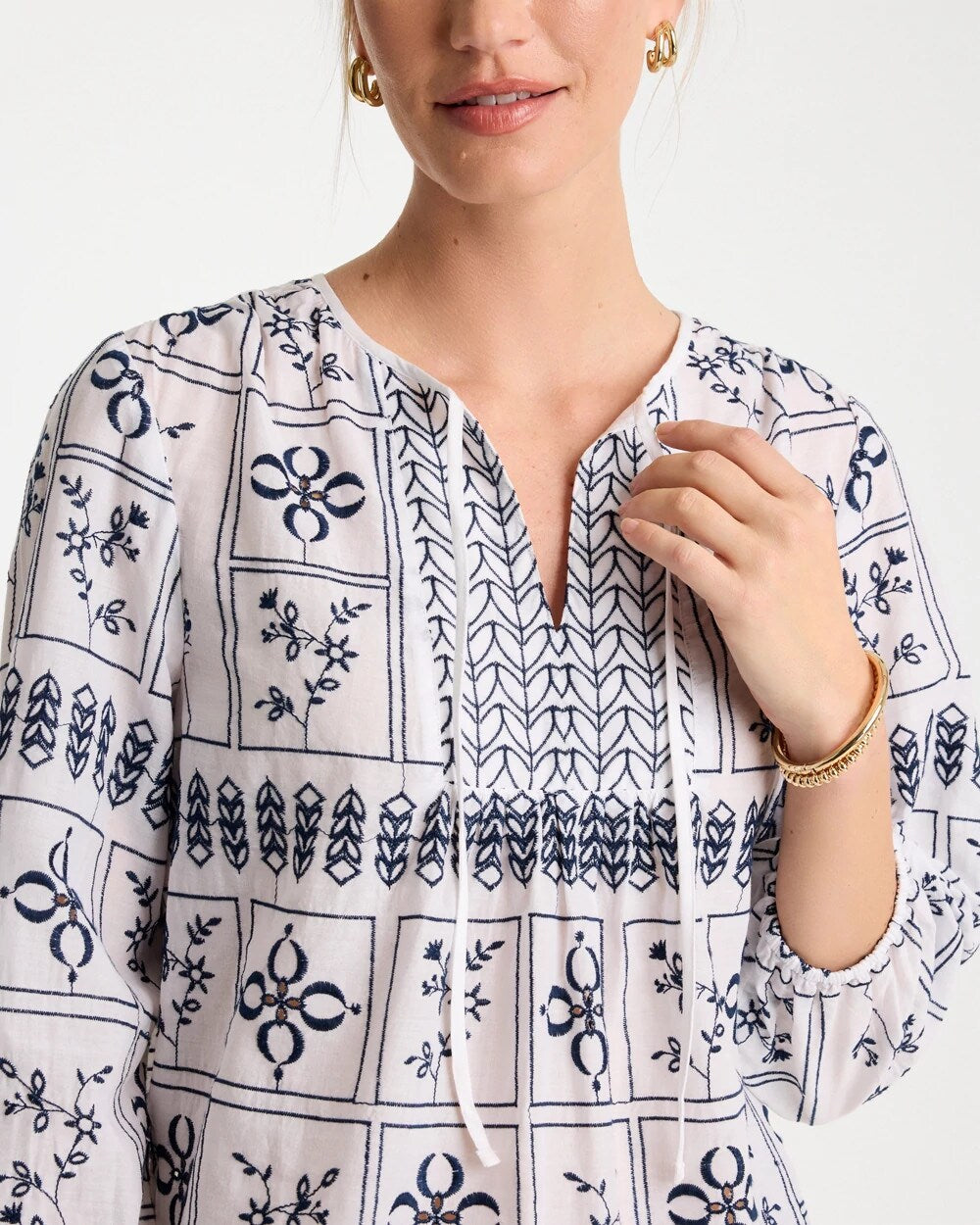 Embroidered Cotton Voile Blouse