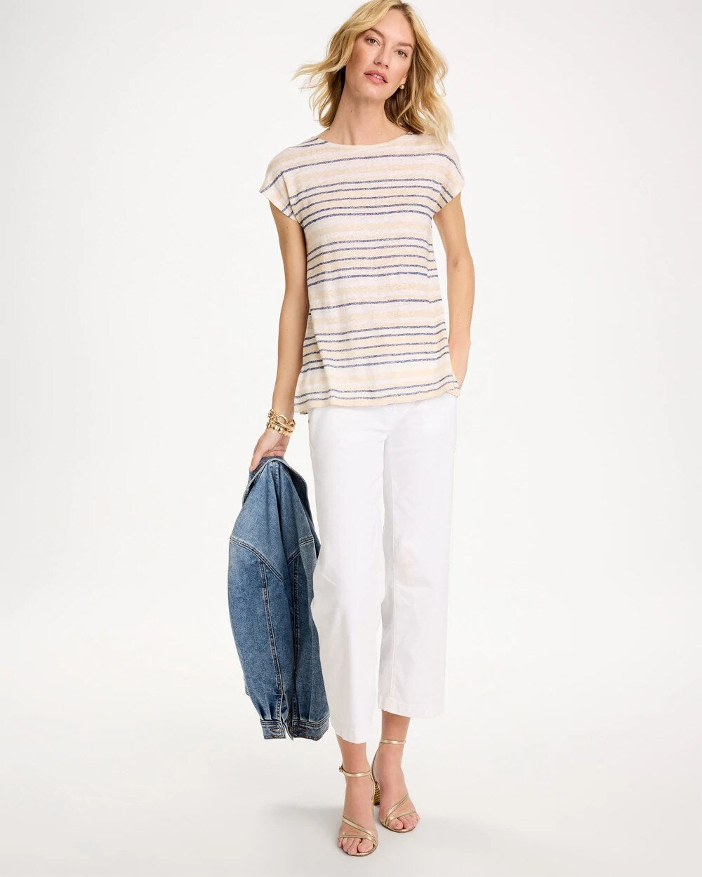 Striped Linen Dolman Tee
