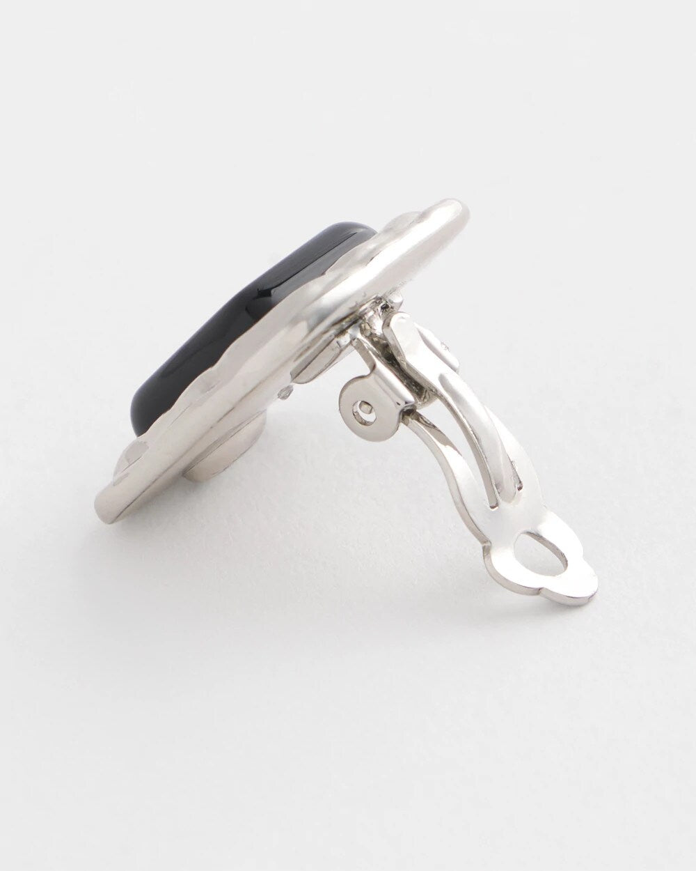 No Droop Onyx Square Clip-On Earrings