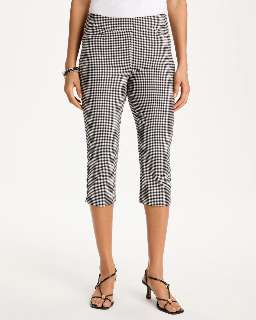 Brigitte Slim Gingham Pull-On Capri Pant