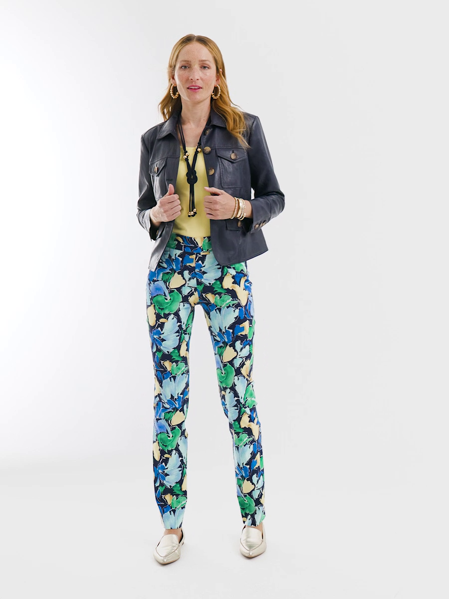 Brigitte Slub Floral Slim Pants