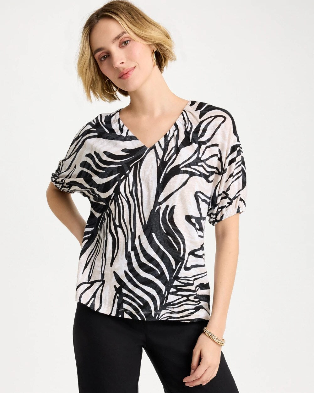 Linen Ruched Palm Tee