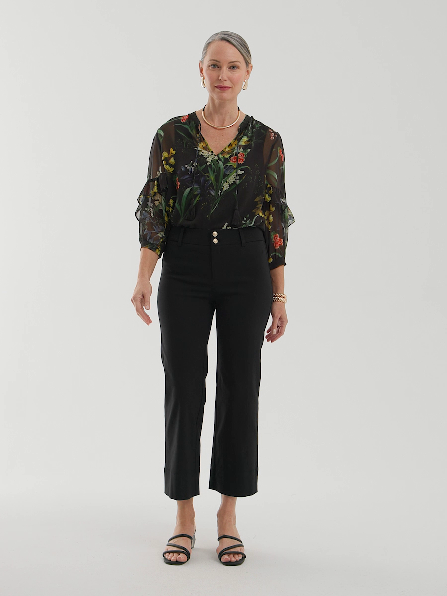 Trapunto Straight Leg Cropped Pants