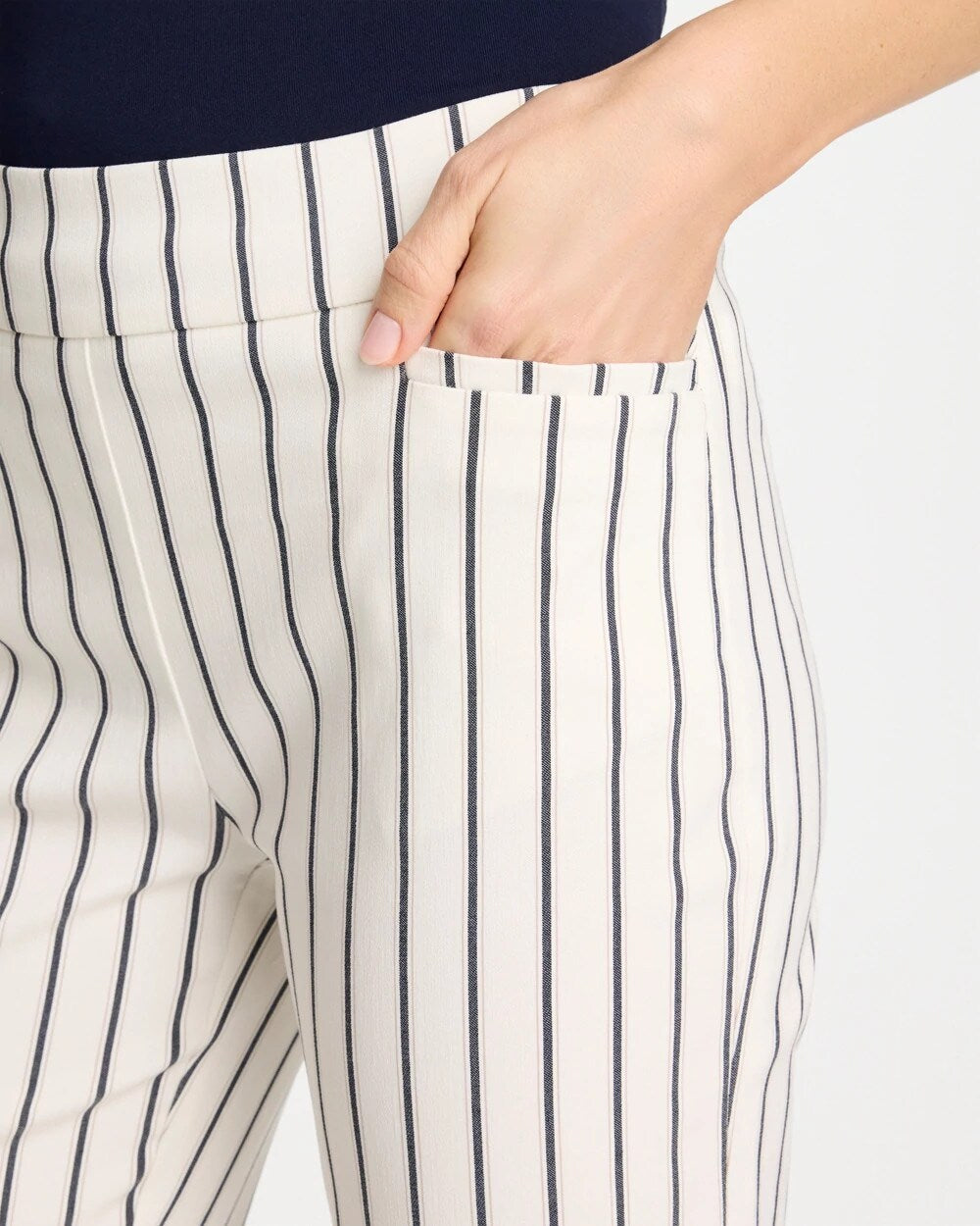 Pinstriped Brigitte Slim Ankle Pants