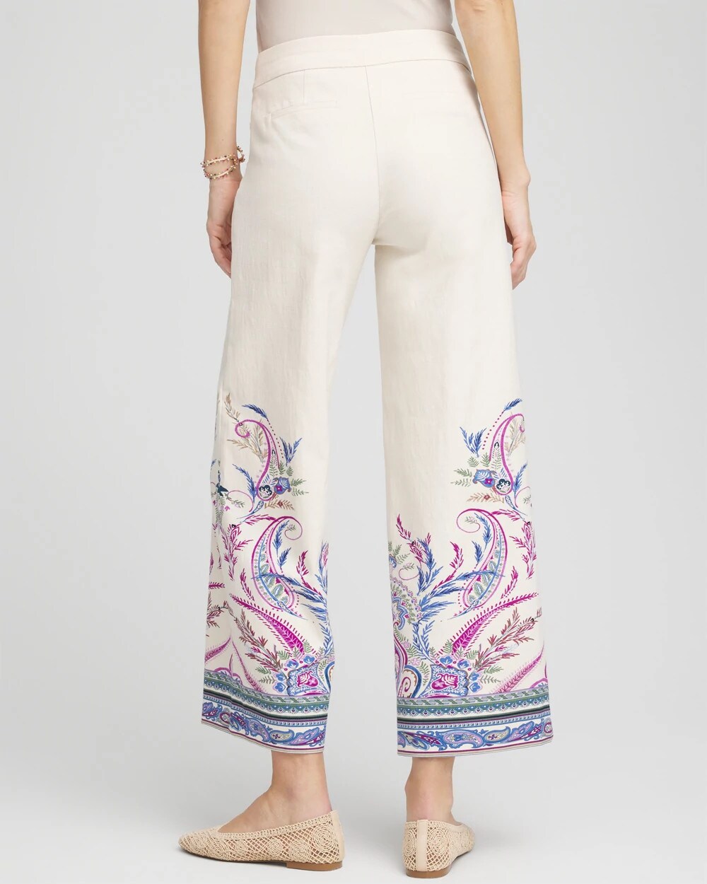 Brigitte Paisley Wide-Leg Cropped Pants