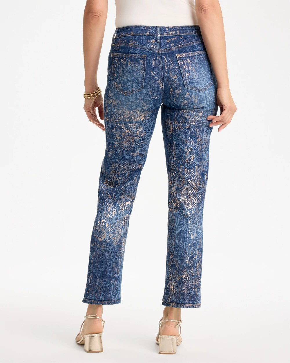 Foiled Snake Girlfriend Straight Ankle Jeans