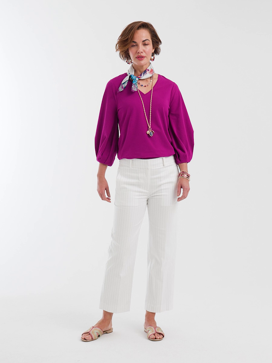 Striped Straight-Leg Cropped Pants