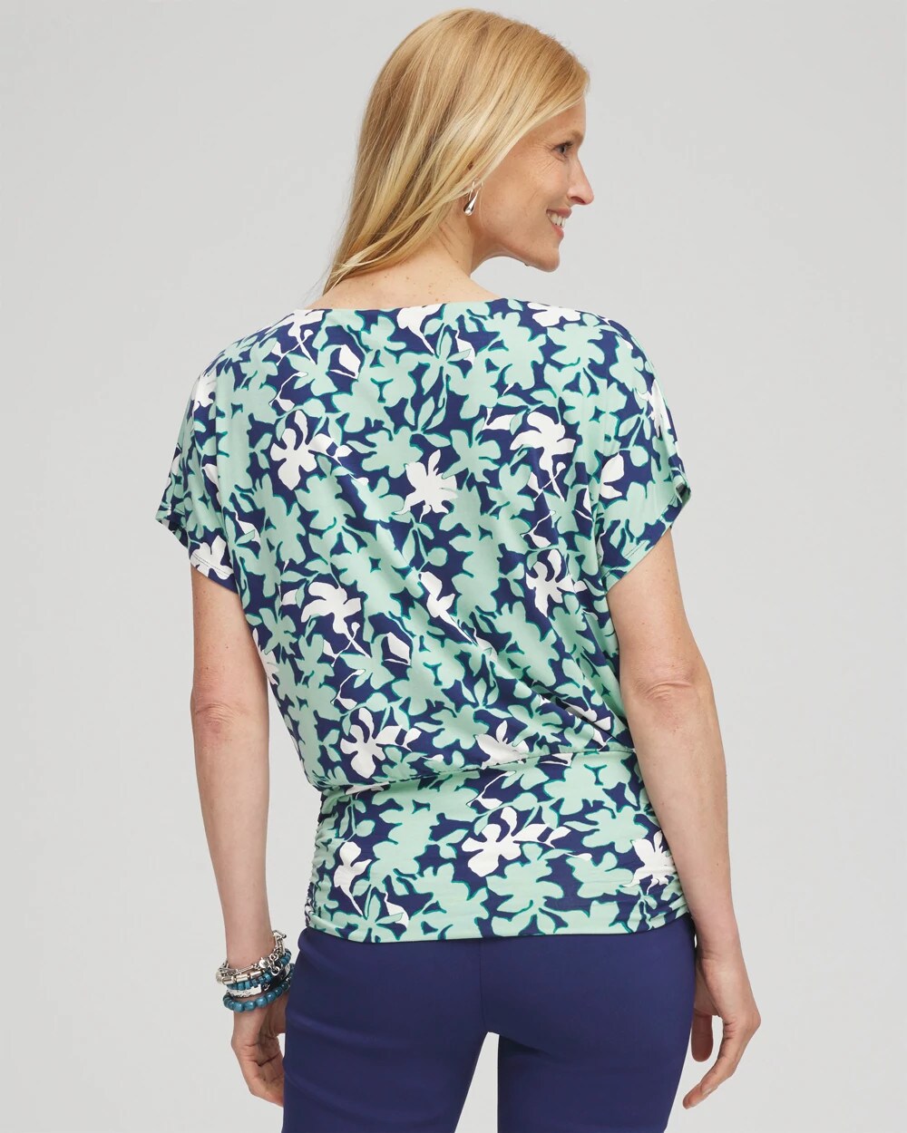 Touch of Cool Floral Banded Hem Top