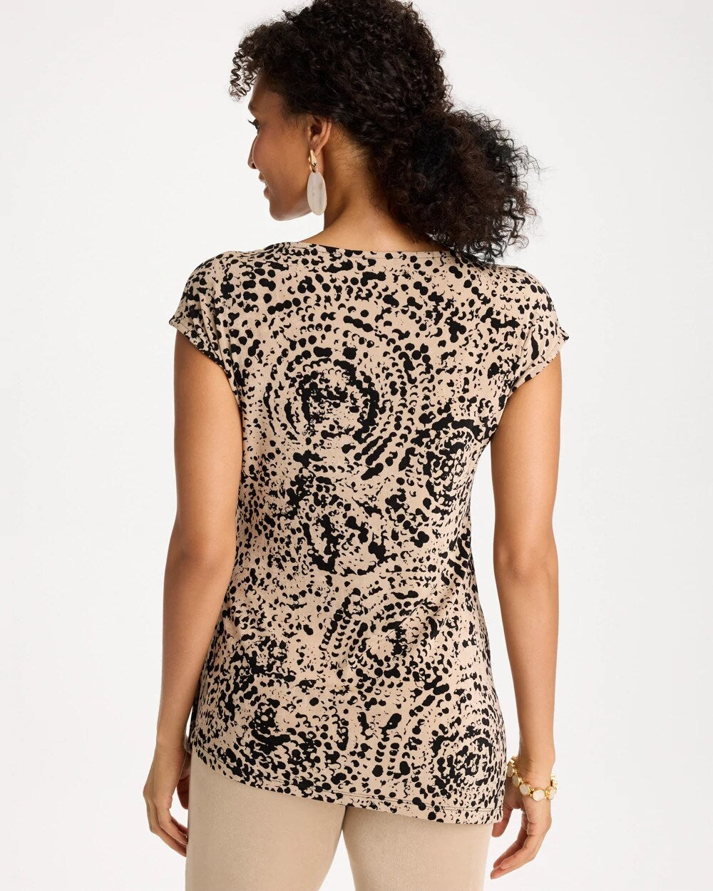 Travelers Side-Tie Spotted Print Top