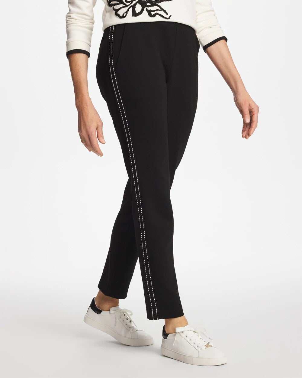 Zenergy Double-Knit Pick Stitch Ankle Pants
