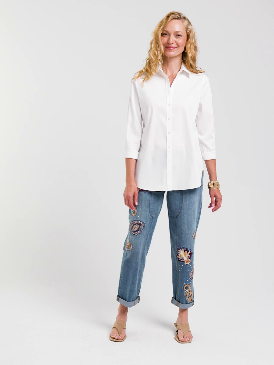 Embellished Vintage Boyfriend Crop Jeans