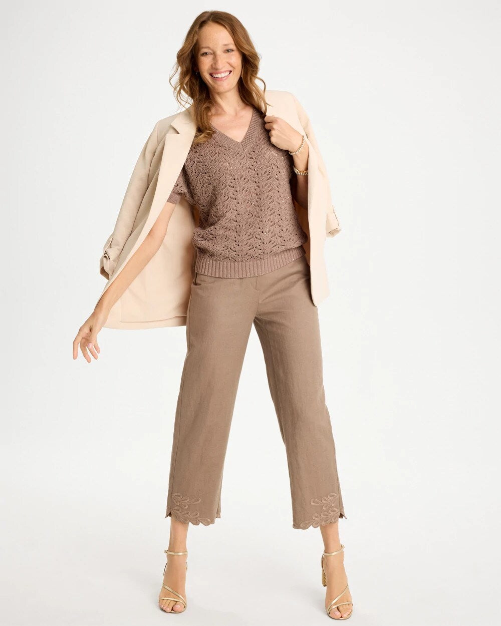 Sequin Pointelle Pullover