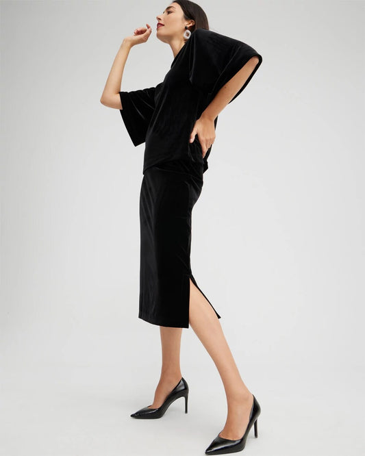 Travelers Velvet Midi Skirt