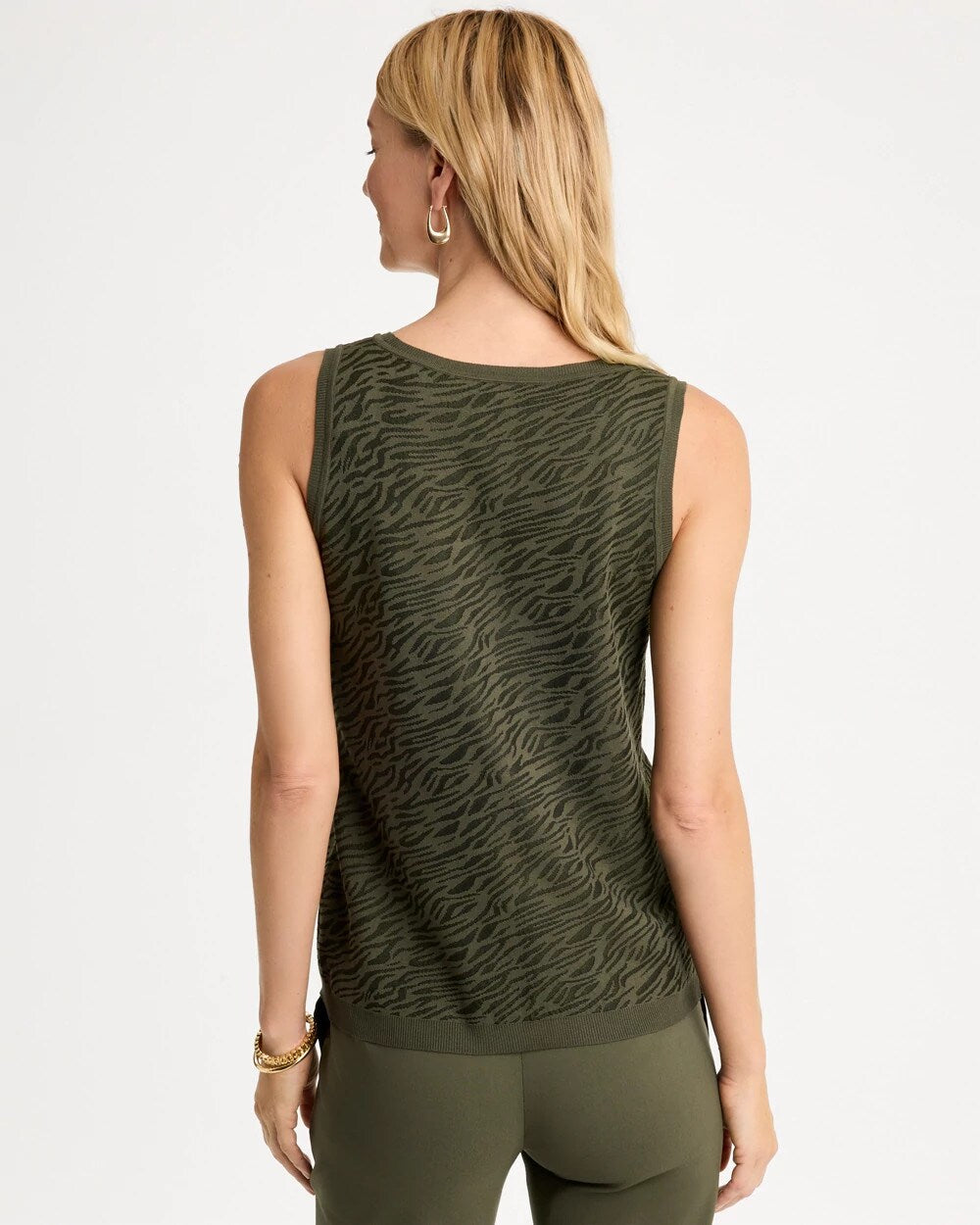 Ella Zebra Jacquard Scoopneck Sweater Tank