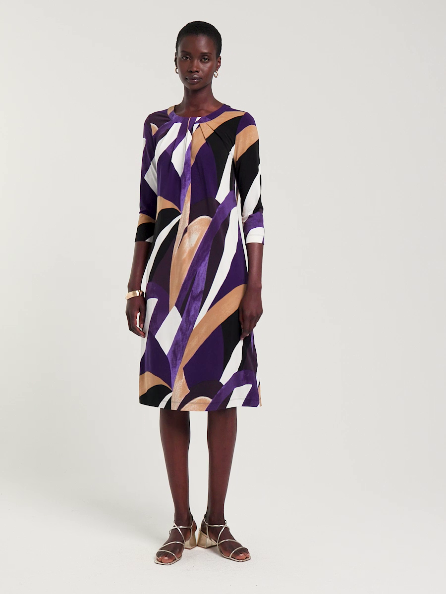 Travelers Knit Printed Twist-Front Dress