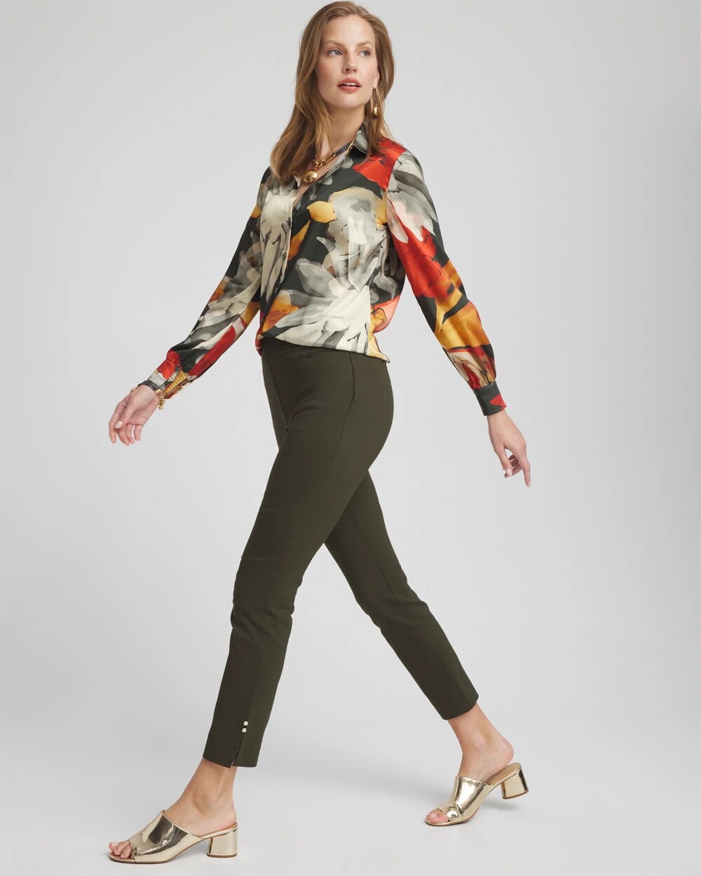 Brigitte Rivet Slit Ankle Pants
