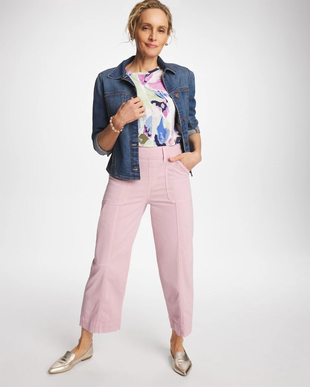 Utility Wide Pull-On Crop Jeans
