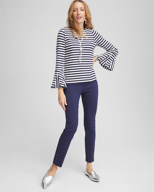 Brigitte Pull-On Slim Rivet Ankle Pants