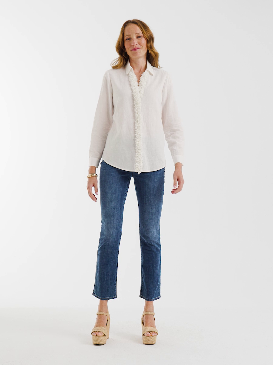 Linen Flower Embellished Blouse
