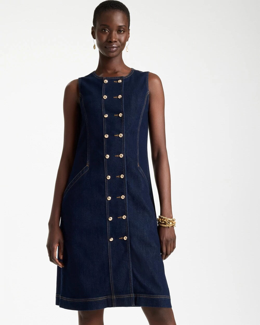 Denim Knee Length Dress