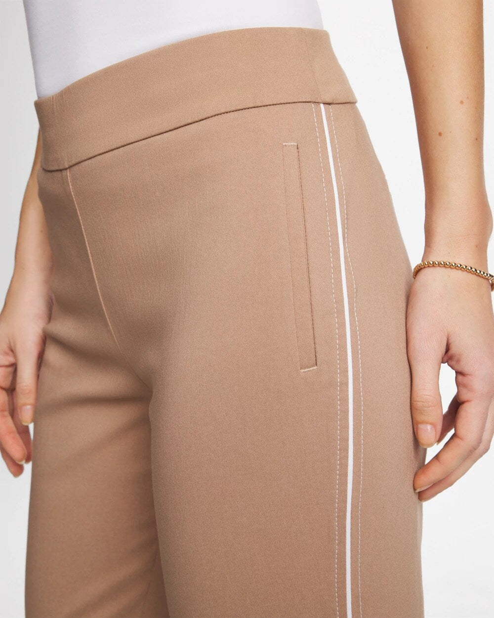 Brigitte Piped Straight Cropped Pants