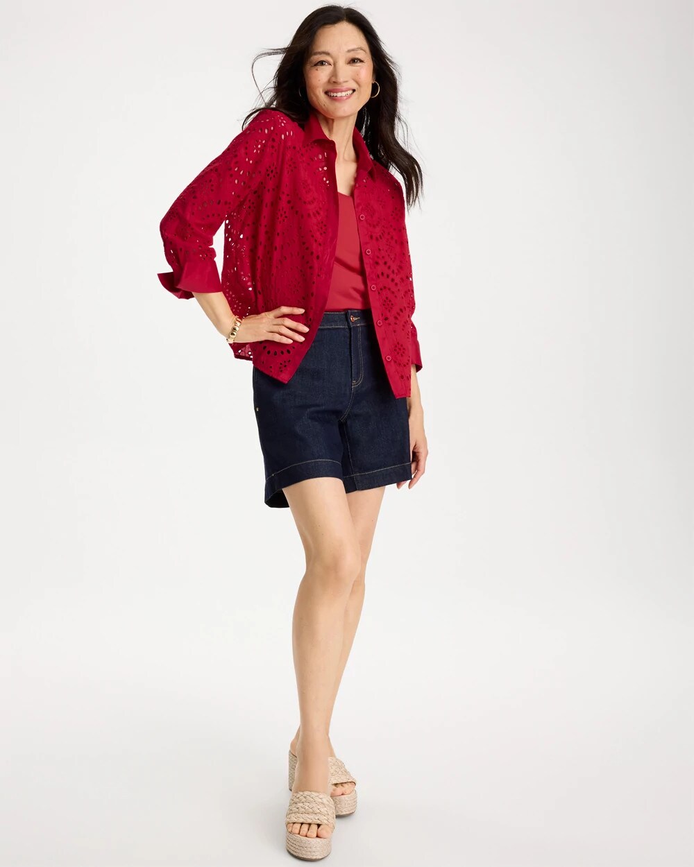 Eyelet Collared Shirt