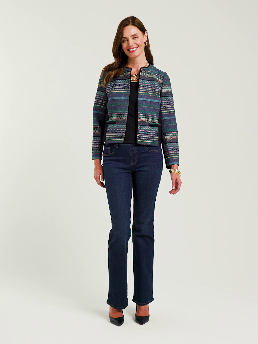 Ponte Jacquard Fringe Jacket