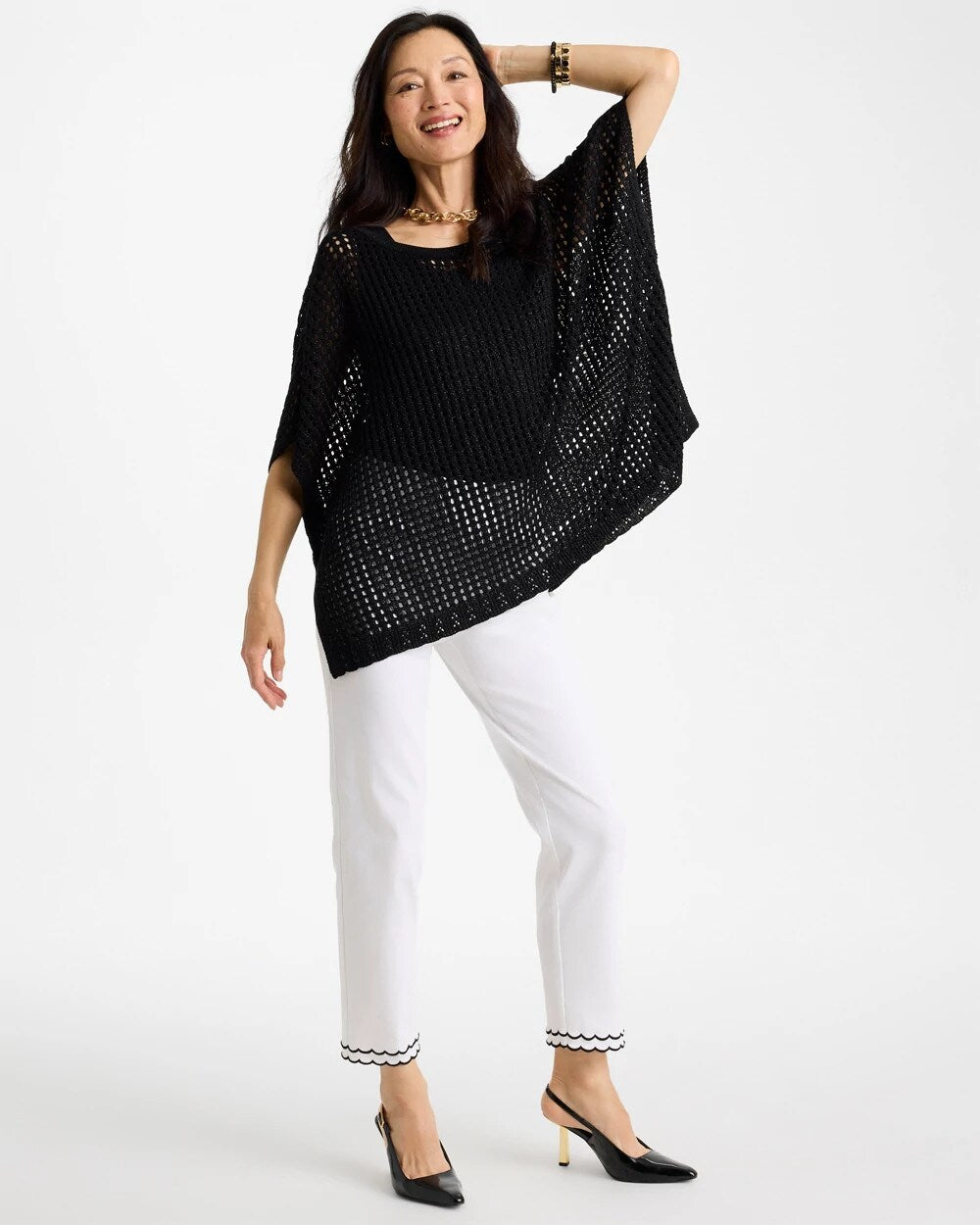 Contrast Scallop Brigitte Slim Crop Pant