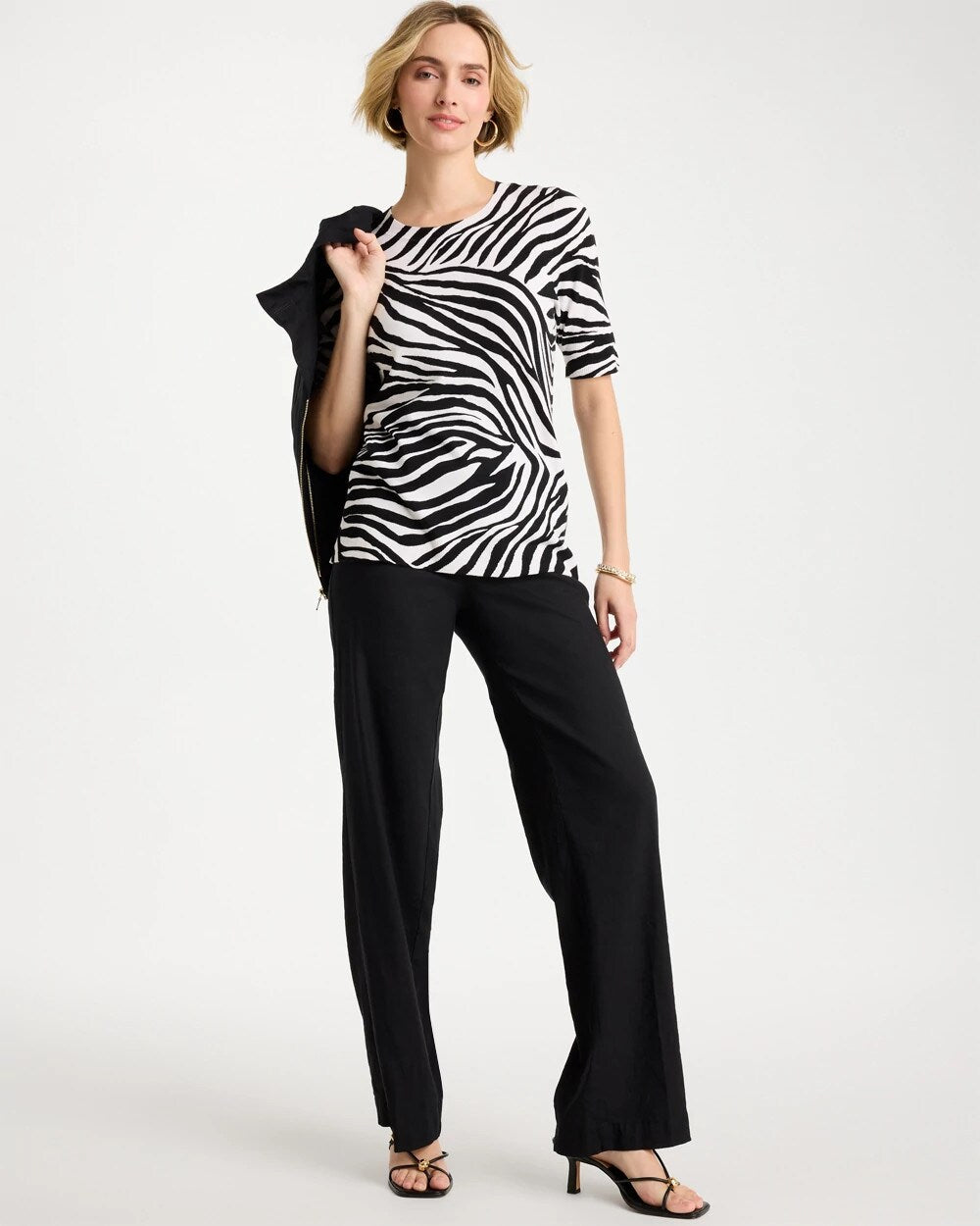 Ella Zebra Crewneck Pullover Sweater