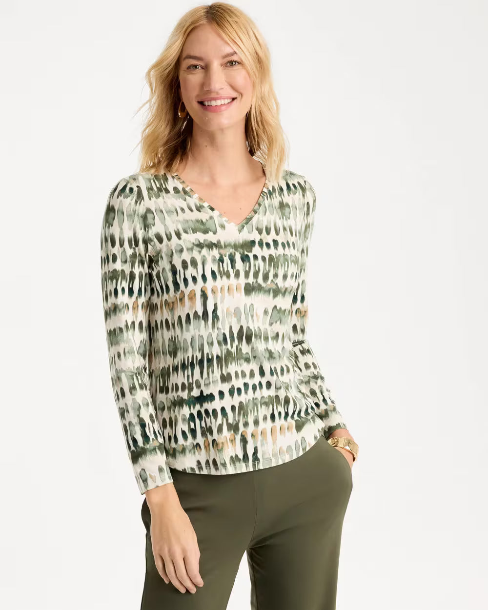 Dots Touch of Cool V-Neck Layering Tee