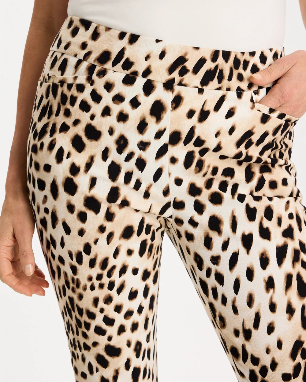 Animal Print Brigitte Slim Pull-On Crop Pant