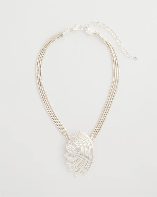 Silvertone Shell Pendant